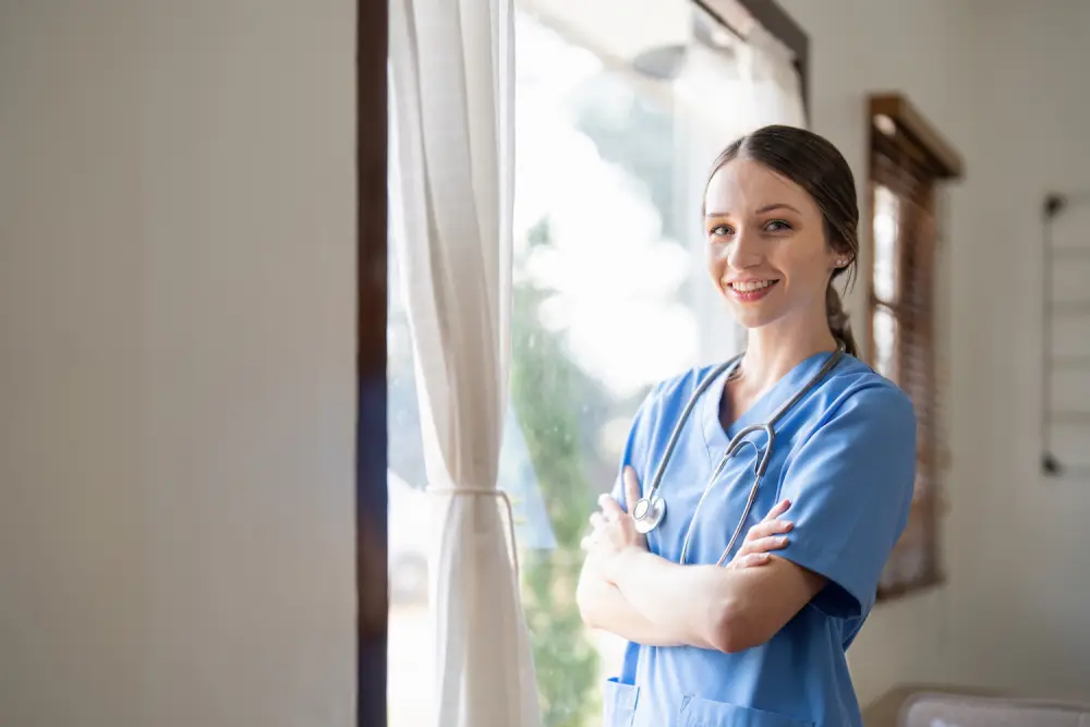 Smiling nurse consulting with a patient